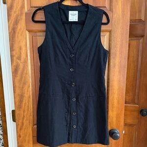 Abercrombie Linen Black Button-Down Dress